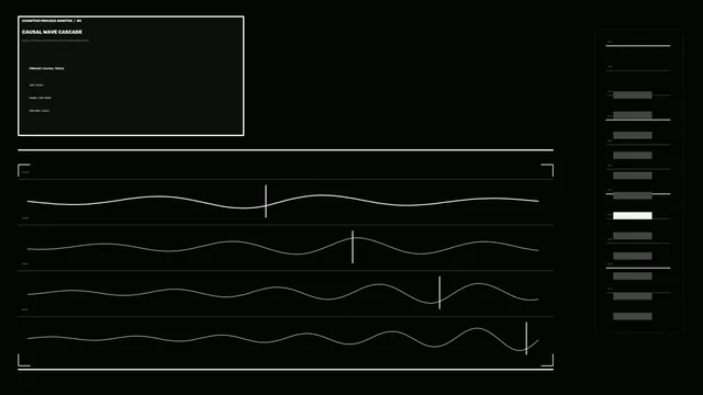 Monochrome causal wave monitoring interface — free 3840x2160 4K wallpaper image
