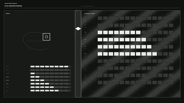 Monochrome orbital targeting interface grid — free 3840x2160 4K wallpaper image