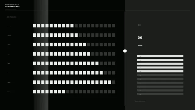 Monochrome spacecraft biometric index grid — free 3840x2160 4K wallpaper image