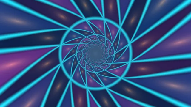Cyan geometric spiral tunnel on violet blue — free 3840x2160 4K wallpaper image