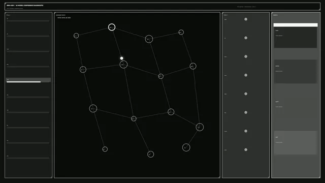 Dark confidence diagnostic interface with node graph — free 3840x2160 4K wallpaper image