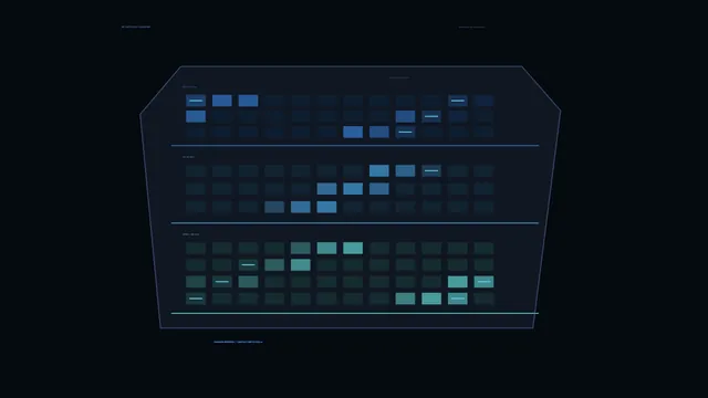 Deep blue geometric data grid interface — free 3840x2160 4K wallpaper image