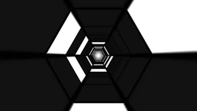 Monochrome hexagonal tunnel with luminous centre — free 3840x2160 4K wallpaper image