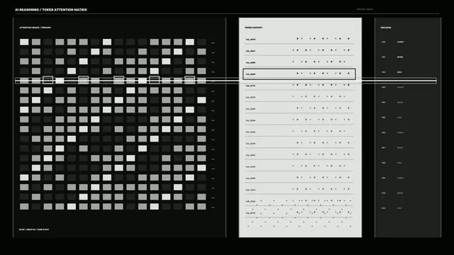 Monochrome token attention matrix interface — free 3840x2160 4K wallpaper image