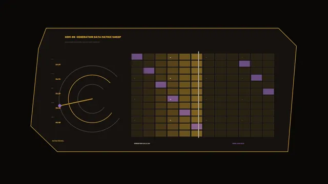 Amber Telemetry Matrix with Radial Gauge — free 3840x2160 4K wallpaper image