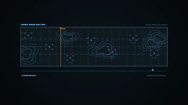 Blue contour queue map with amber gate line — free 3840x2160 4K wallpaper image