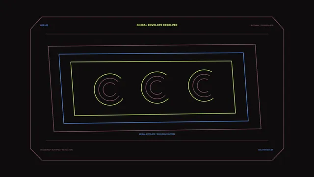 Neon gimbal envelope with concentric arc geometry — free 3840x2160 4K wallpaper image