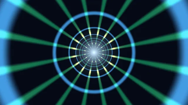 Concentric blue rings with green radial beams — free 3840x2160 4K wallpaper image
