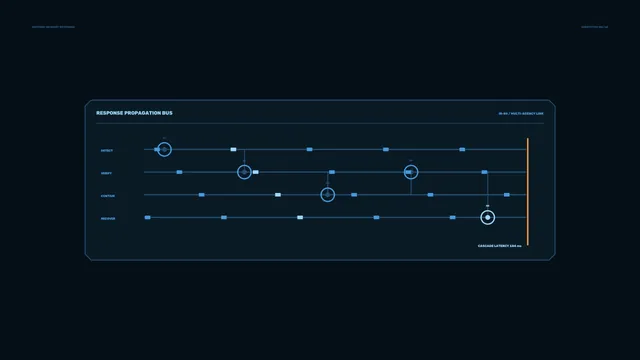 Dark blue incident response flow diagram — free 3840x2160 4K wallpaper image