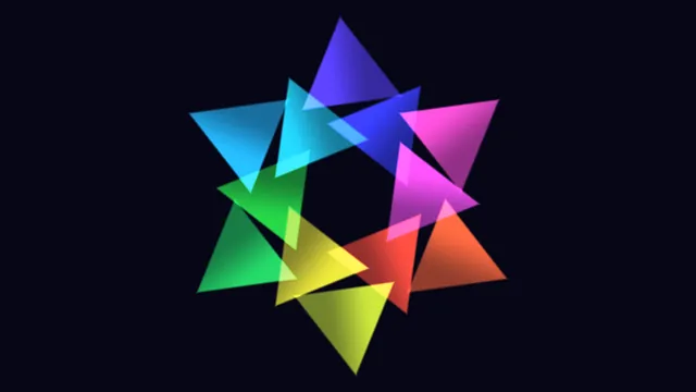 Overlapping rainbow triangles on a dark field — free 3840x2160 4K wallpaper image