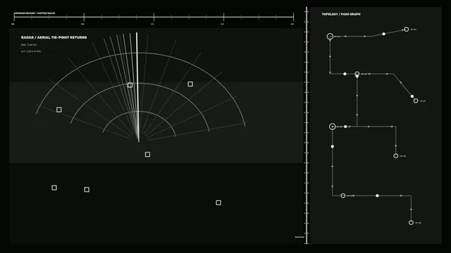 Monochrome radar and topology systems diagram — free 3840x2160 4K wallpaper image