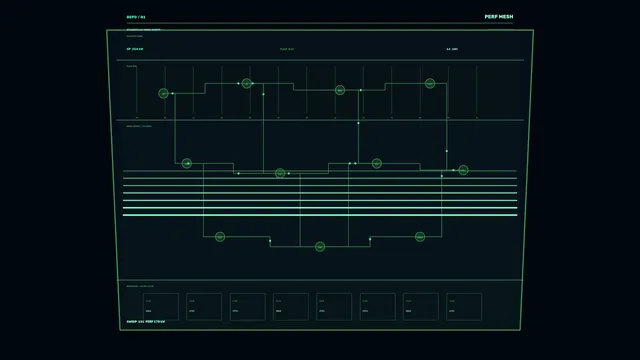 Green technical circuit diagram on a dark grid — free 3840x2160 4K wallpaper image