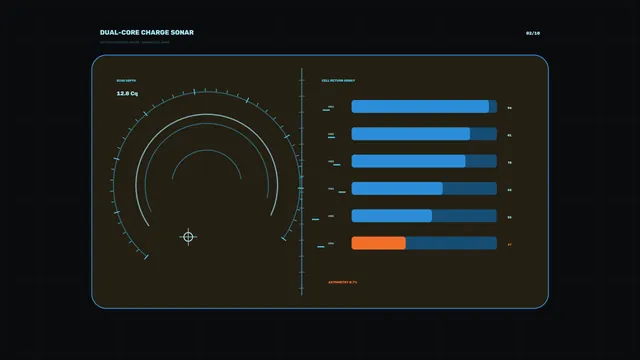 Dual-core charge sonar interface with radial gauge — free 3840x2160 4K wallpaper image