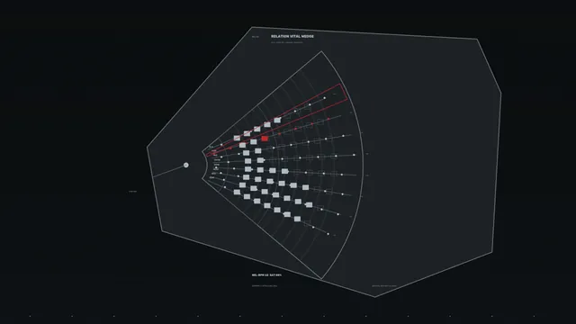 Dark radial systems diagram with red markers — free 3840x2160 4K wallpaper image