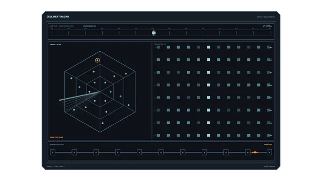 Cellular heat radar with geometric thermal grid — free 3840x2160 4K wallpaper image