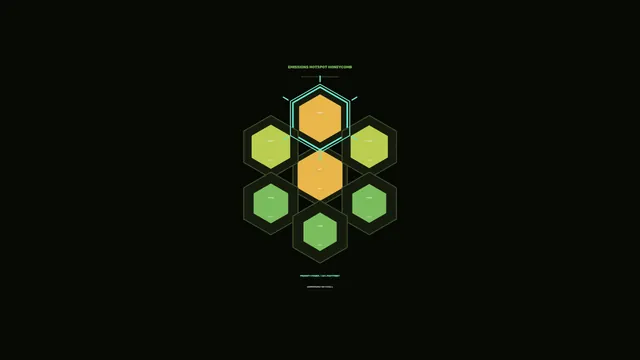 Hexagonal emissions hotspot diagram on black — free 3840x2160 4K wallpaper image