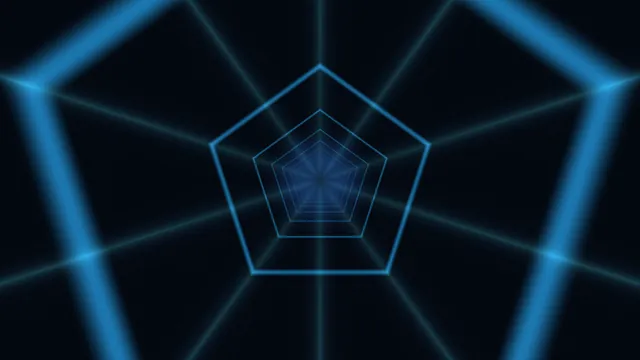 Blue pentagonal tunnel with radial light lines — free 3840x2160 4K wallpaper image