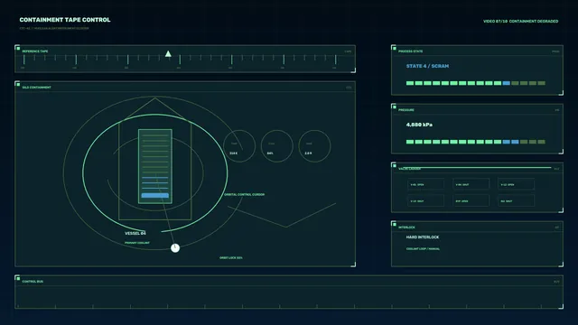 Nuclear containment control interface in teal — free 3840x2160 4K wallpaper image
