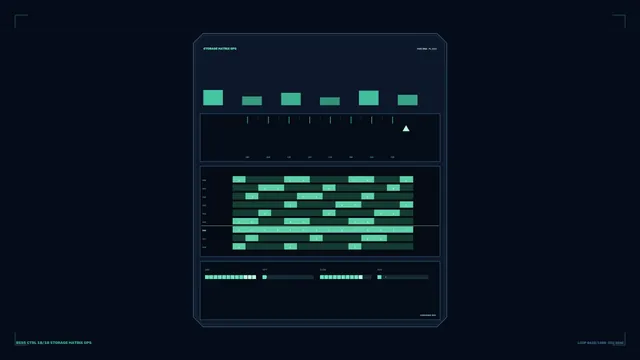 Teal storage matrix on a dark technical grid — free 3840x2160 4K wallpaper image
