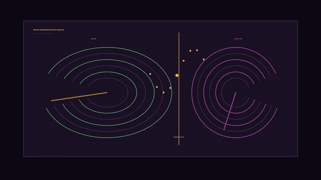 Neon Split Coupler with Concentric Signal Arcs — free 3840x2160 4K wallpaper image