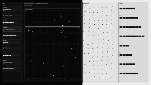 Monochrome radar telemetry interface with vector field — free 3840x2160 4K wallpaper image